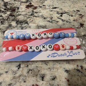 Dutch Bros Blue and Red Beaded Bracelets